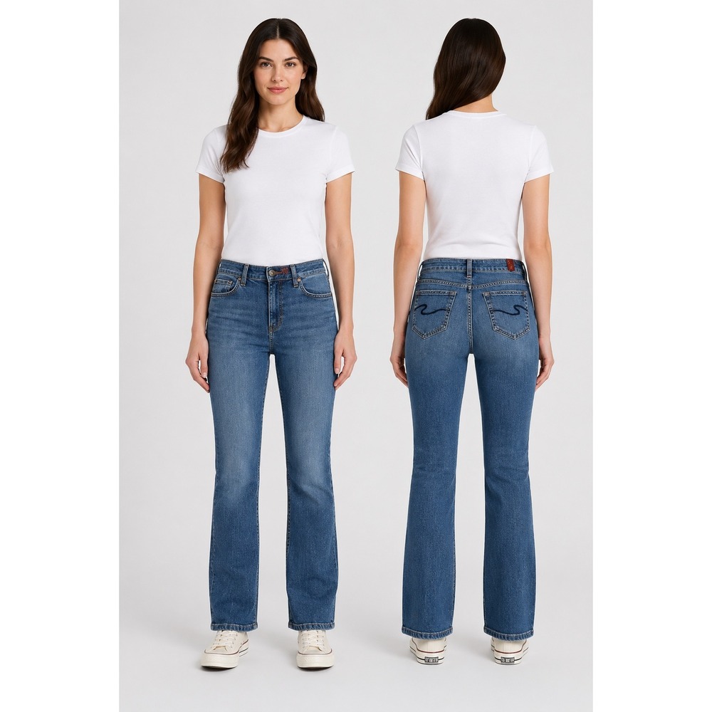 Hillard & Hanson Flare Jeans Denim Faded Blue Stretch Size 4 W28xL28